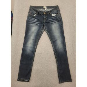 Mudd Jeans Low Rise Skinny Leg Size 13 womens Dark jeans embroidered (Read)‎